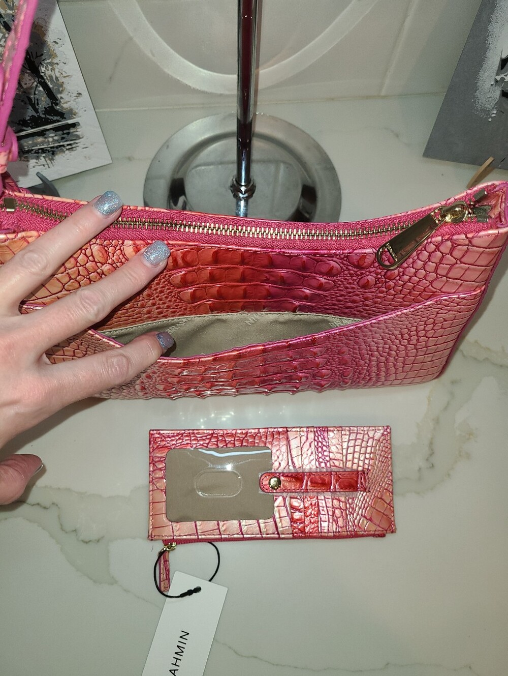 Brahmin Esme In Cupid Ombre Pristine & NWT matching Credit Card Wallet - Picture 7 of 13